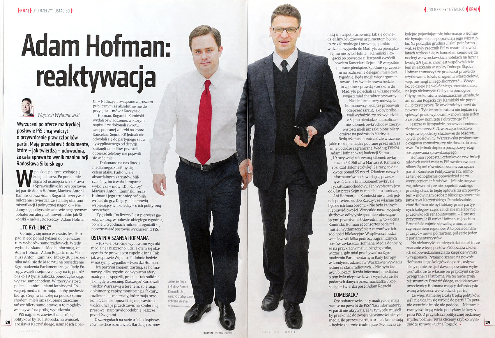 DO RZECZY nr 50/2014 s. 28-29 Adam Hofman i Mariusz Antoni Kamiński